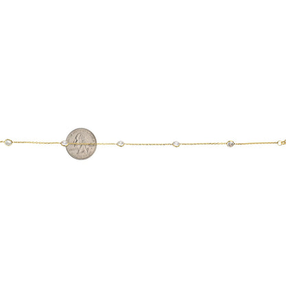 Yellow White Gold Over Sterling Silver CZ By The Yard Anklet 10"