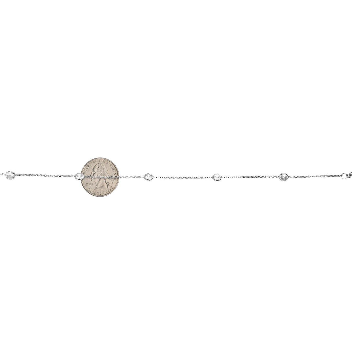 Yellow White Gold Over Sterling Silver CZ By The Yard Anklet 10"