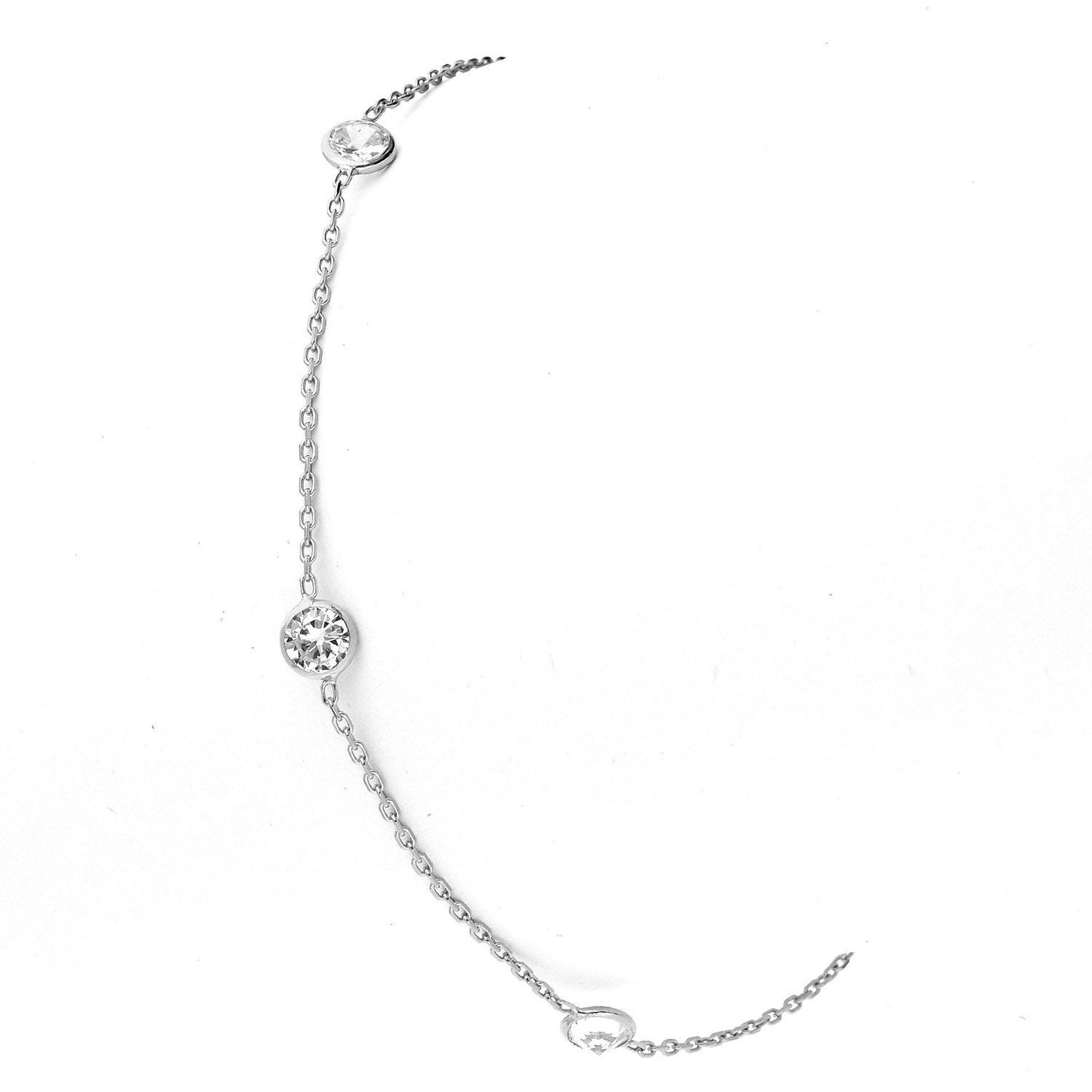 Yellow White Gold Over Sterling Silver CZ By The Yard Anklet 10"