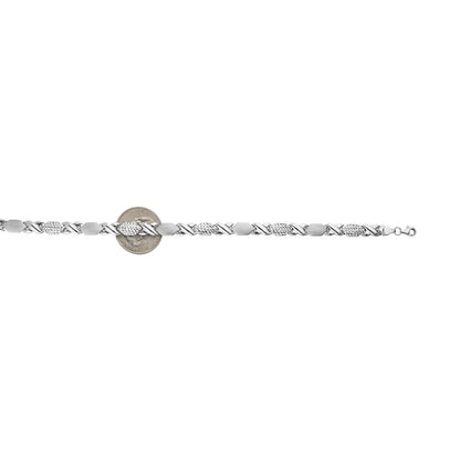10K White Gold 7mm Hugs & Kisses XO Ankle Bracelet 10"