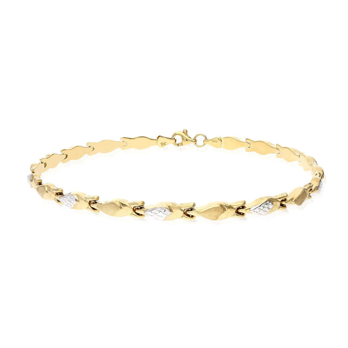 10K Two-Tone Gold 4.5mm Stampato Ankle Bracelet (Hollow) 10"