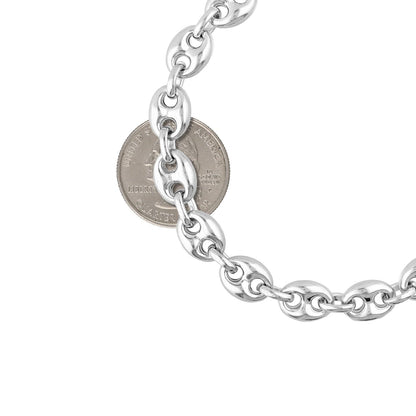 Italy 925 Sterling Silver 9.5mm Puffed Anchor Mariner   Bracelet 8"