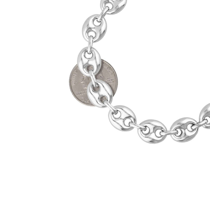 Sterling Silver 12mm Puffed Anchor Mariner Bracelet (Hollow) 8.5"