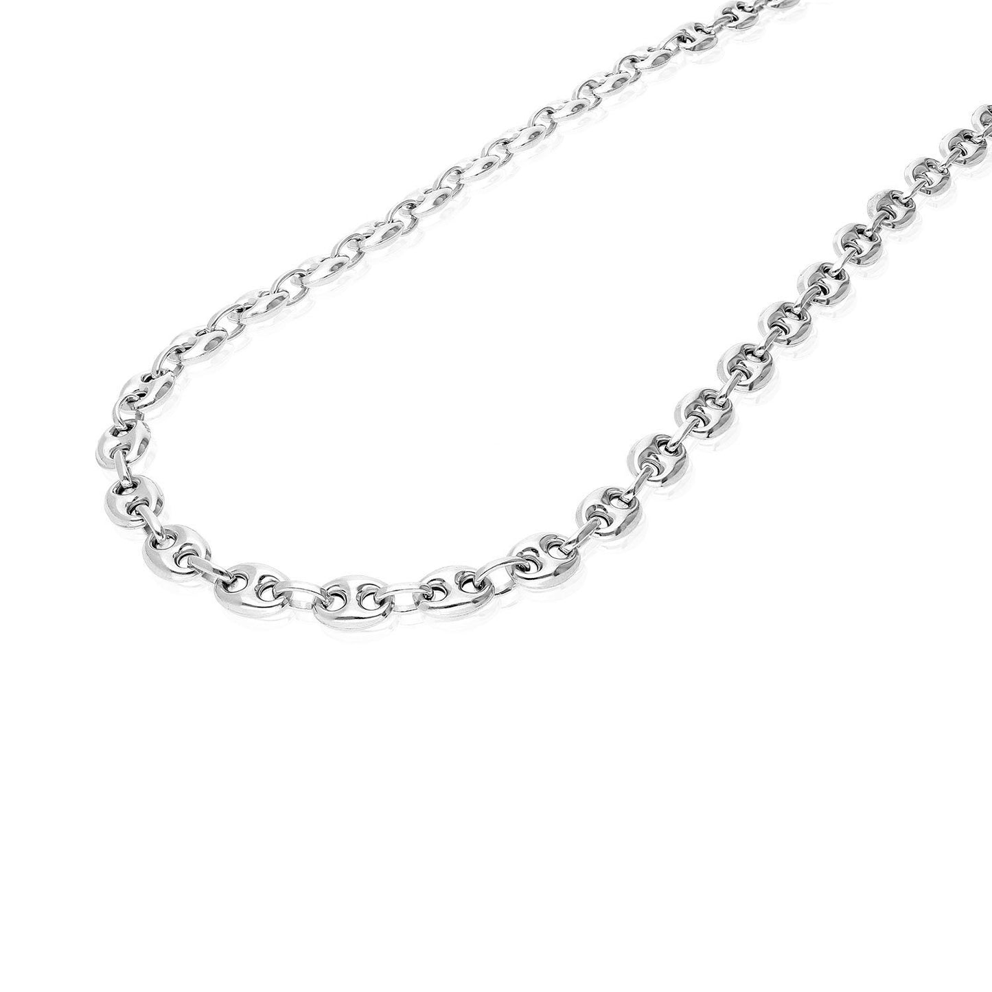 Italy 925 Sterling Silver 8mm Puffed Anchor Mariner  Chain Necklace 20"-30"