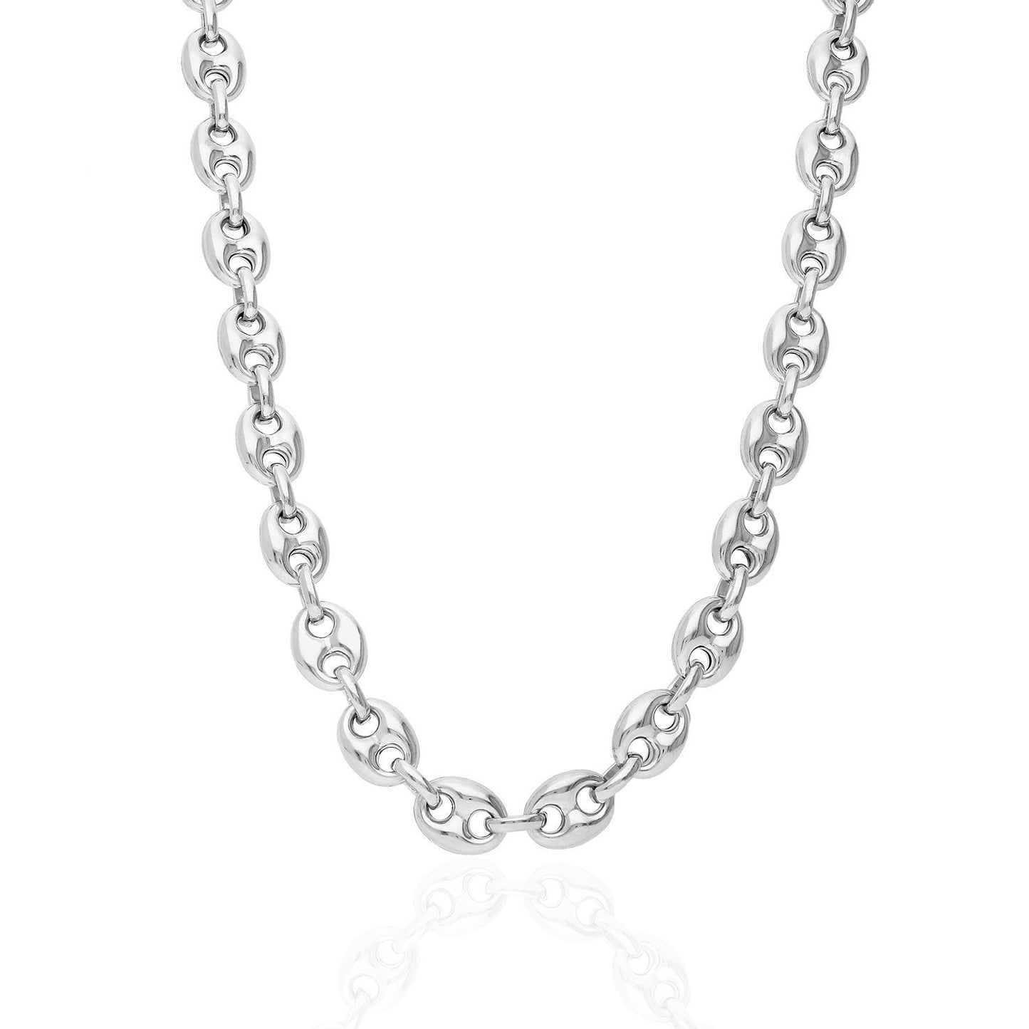 925 Sterling Silver 9.5mm Puffed Anchor Mariner  Chain Necklace 22"-36"