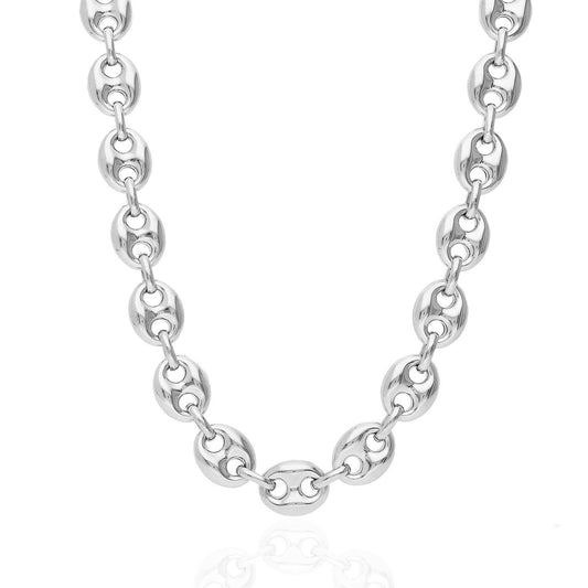 925 Sterling Silver 12mm Puffed Anchor Mariner  Chain Necklace 24"-36"