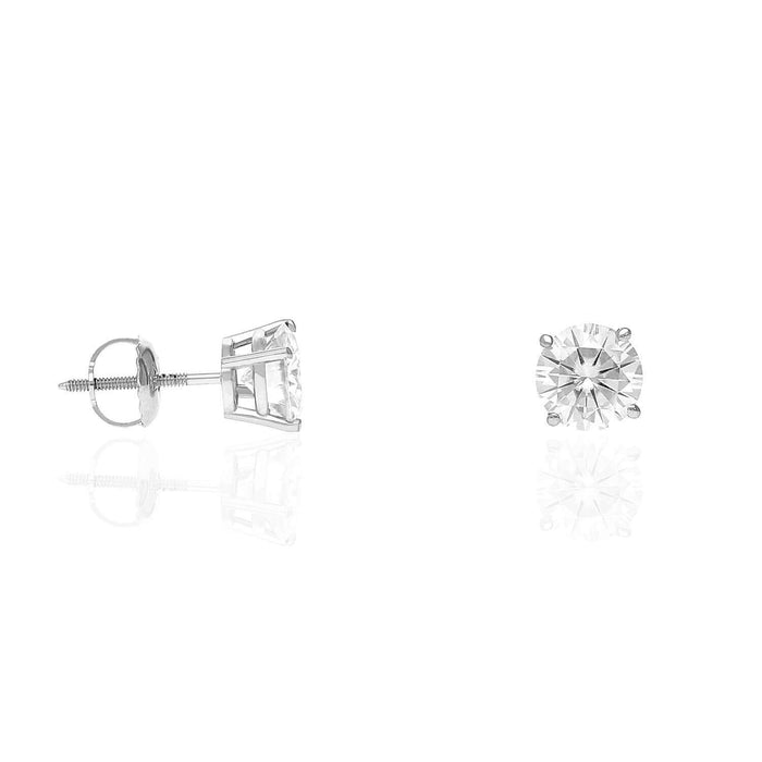 14K White Gold Real WJD Exclusives Moissanite Stud Earrings 1CT-2CT