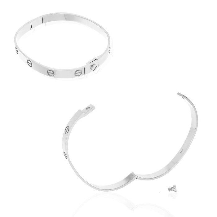 14K Yellow White Rose Gold Screw Design Love Bangle Bracelet (Solid Links) 7.5"