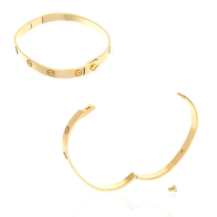 14K Yellow White Rose Gold Screw Design Love Bangle Bracelet (Solid Links) 7.5"
