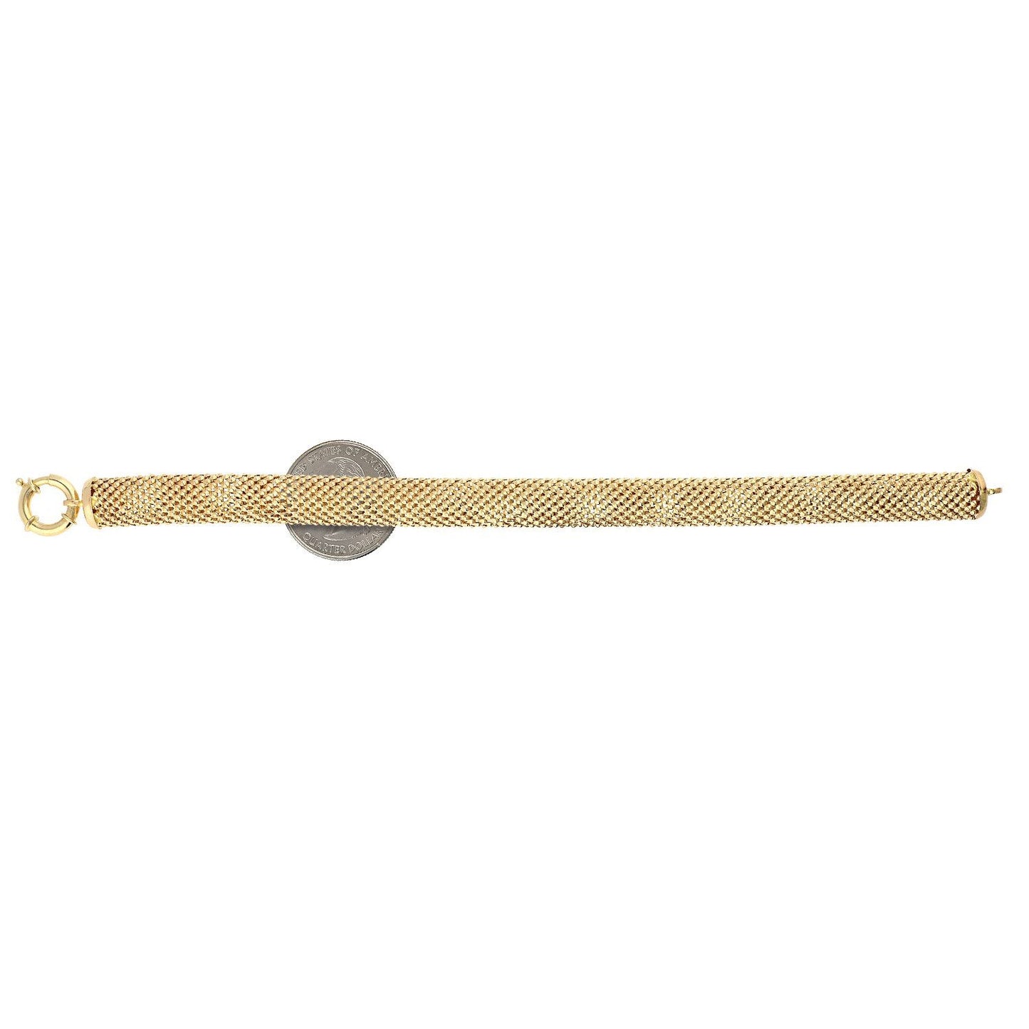14K Yellow Gold 10mm Puffed Mesh Bracelet 8"
