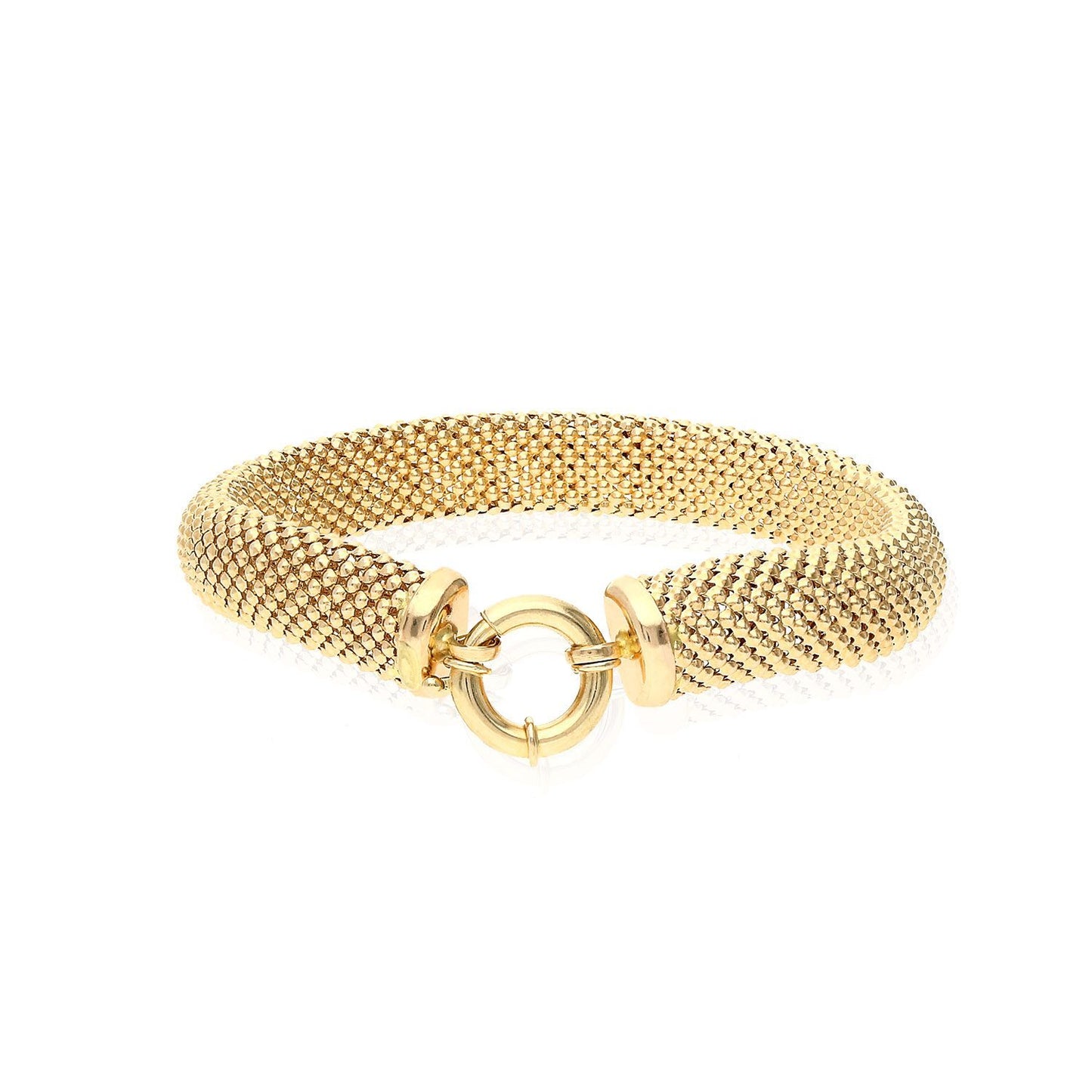 14K Yellow Gold 10mm Puffed Mesh Bracelet 8"