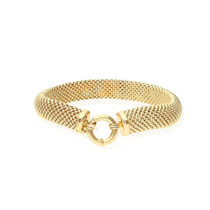 14K Yellow Gold 10mm Puffed Mesh Bracelet 8"