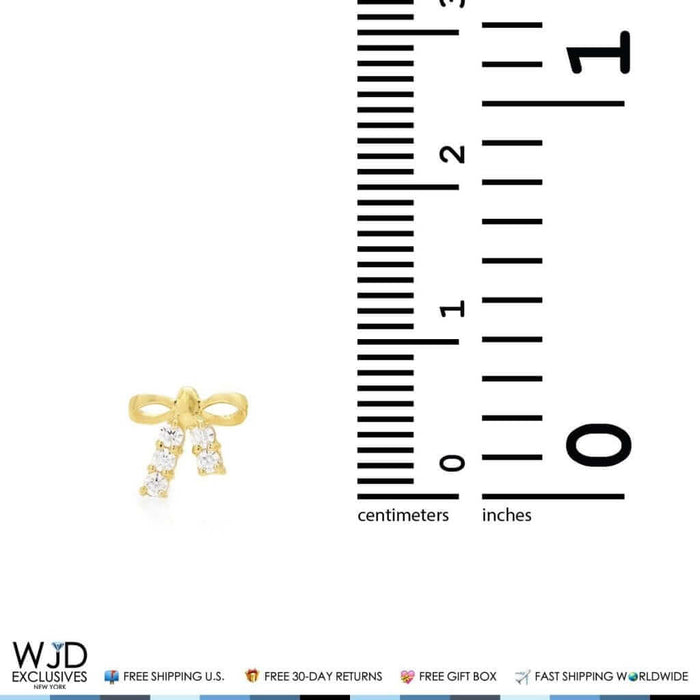 14K Yellow Gold 0.20Ct CZ Bow-Tie Stud Earrings 7mm