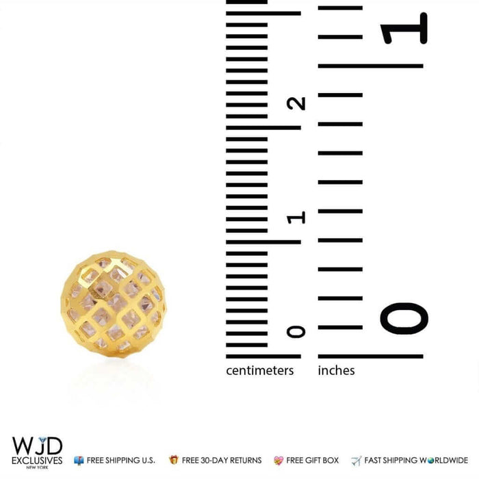 14K Yellow Gold 3Ct Round CZ 8mm Diamond-Cut Stud Earrings