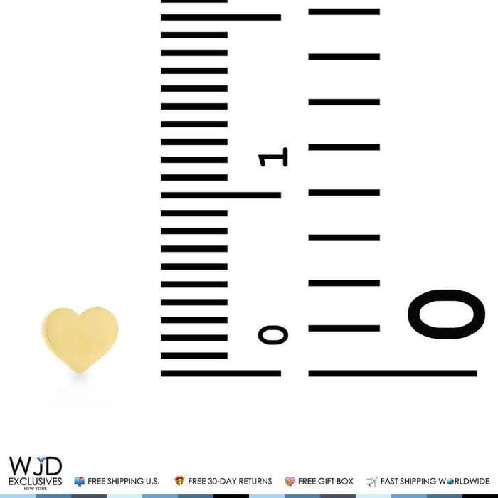 14K Real Yellow Gold 4mm Small Heart Shape Screw Back Stud Earrings