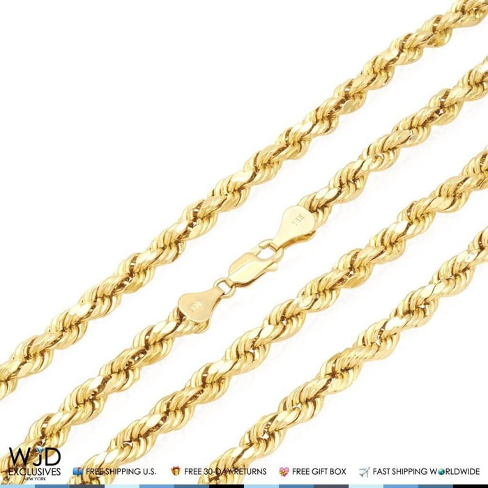 14K Yellow Gold 5.5mm Diamond-Cut Rope Chain (Hollow) 24"-28"