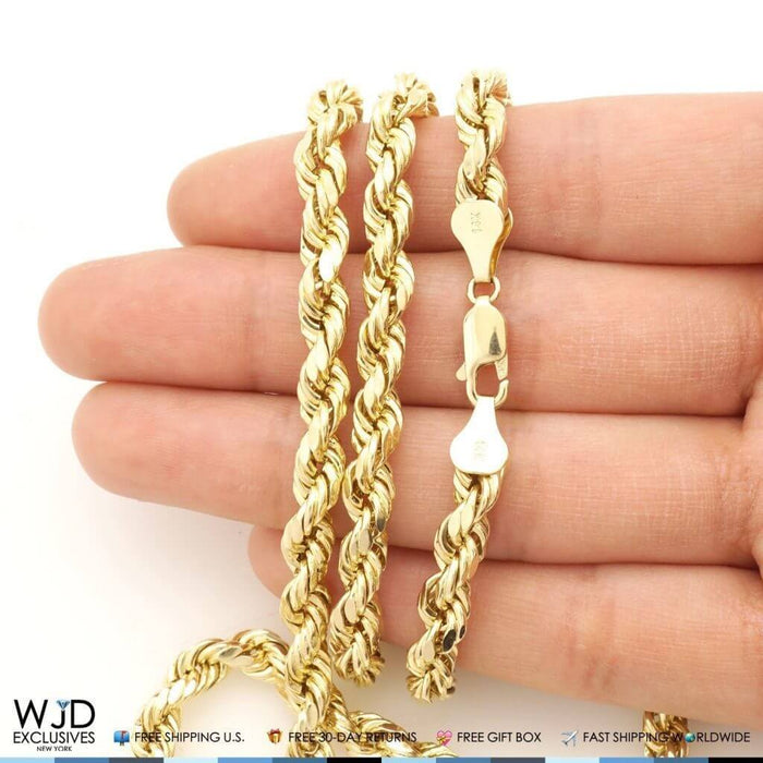 14K Yellow Gold 5.5mm Diamond-Cut Rope Chain (Hollow) 24"-28"