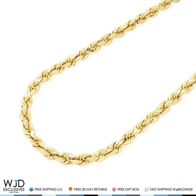 14K Yellow Gold 5.5mm Diamond-Cut Rope Chain (Hollow) 24"-28"