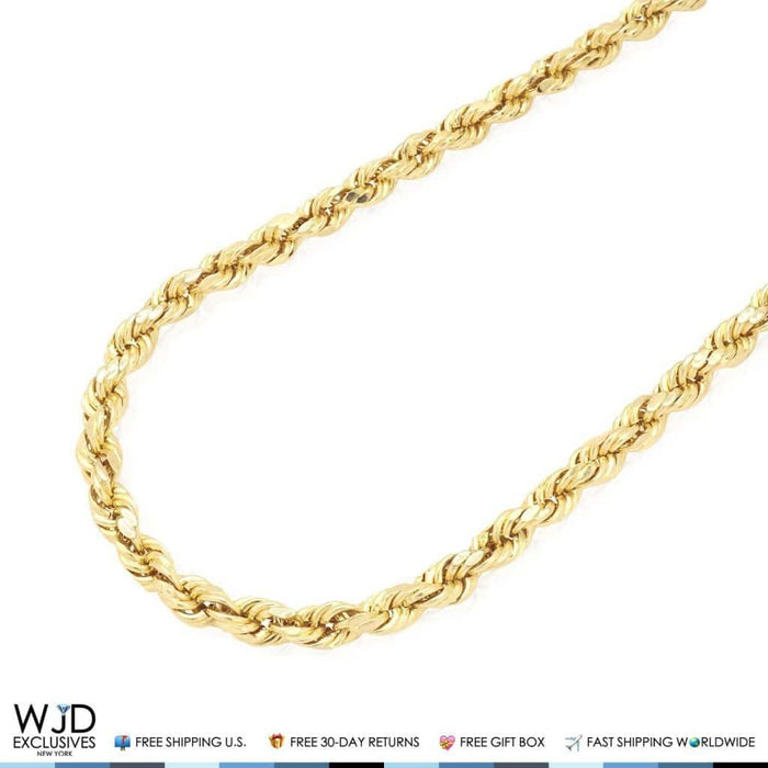 14K Yellow Gold 5.5mm Diamond-Cut Rope Chain (Hollow) 24"-28"