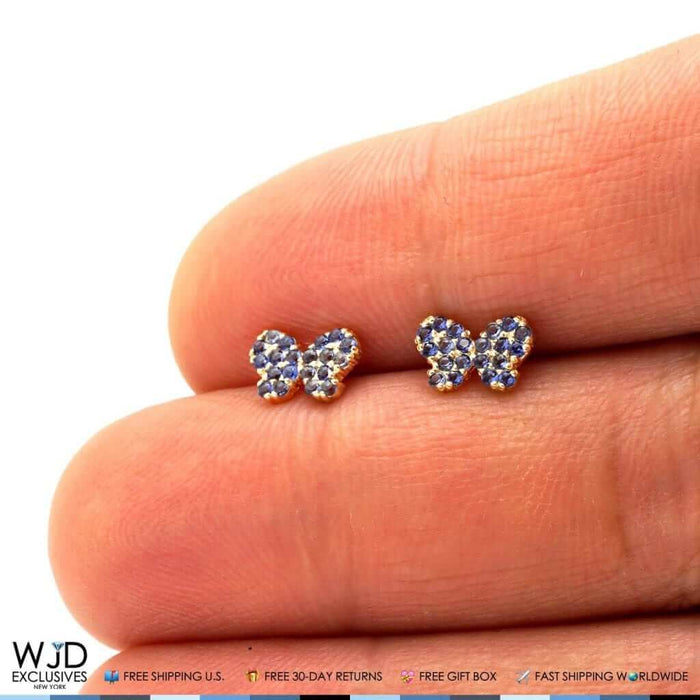 14k Yellow Gold Birthstone Butterfly Screw Back Stud Earrings