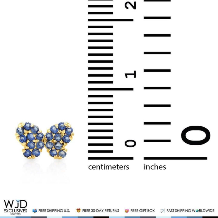 14k Yellow Gold Birthstone Butterfly Screw Back Stud Earrings