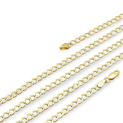 14k Yellow Gold 3.5mm Diamond Cut Cuban Curb Chain Necklace 16"-28"