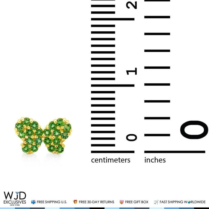 14k Yellow Gold Birthstone Butterfly Screw Back Stud Earrings