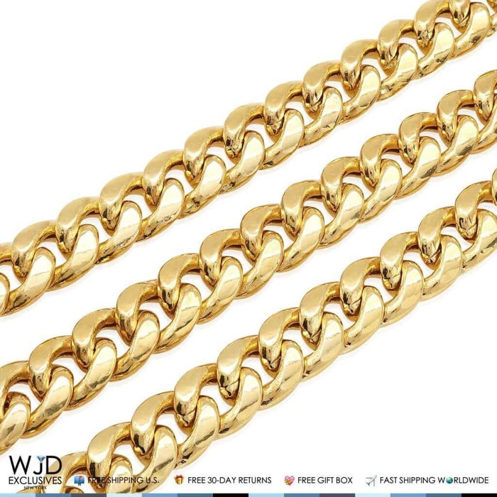 14K Yellow Gold 13mm Miami Cuban Chain Box Clasp (Hollow) 30"