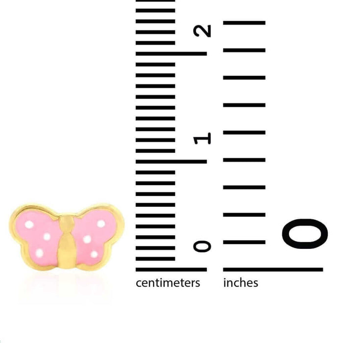 Kids 14K Yellow Gold Enamel Butterfly Baby Screw Back Stud Earrings Large