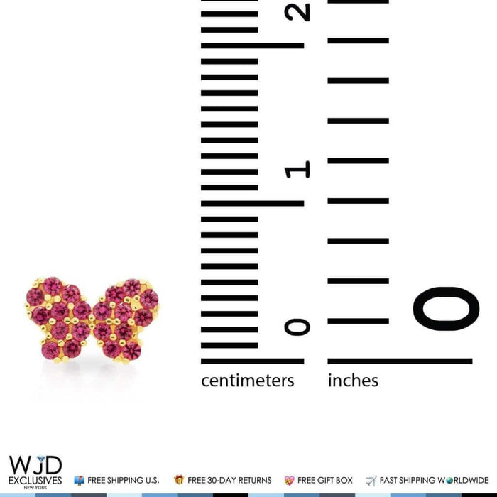 14k Yellow Gold Birthstone Butterfly Screw Back Stud Earrings