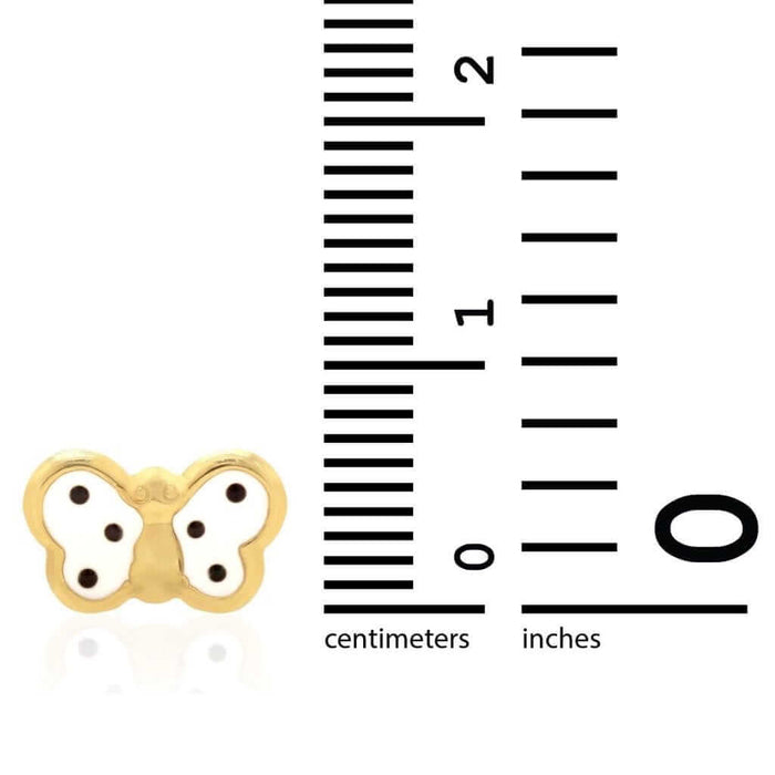 Kids 14K Yellow Gold Enamel Butterfly Baby Screw Back Stud Earrings Large