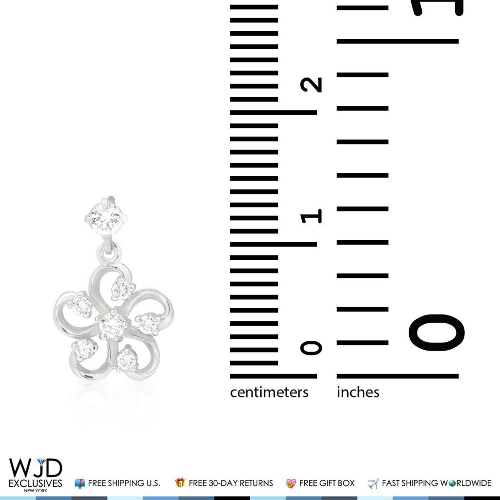 14K White Gold 0.40CTW CZ Flower Dangle Earrings