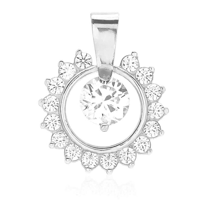 14k Yellow White Gold 1.40Ct CZ Halo Pendant 0.8"