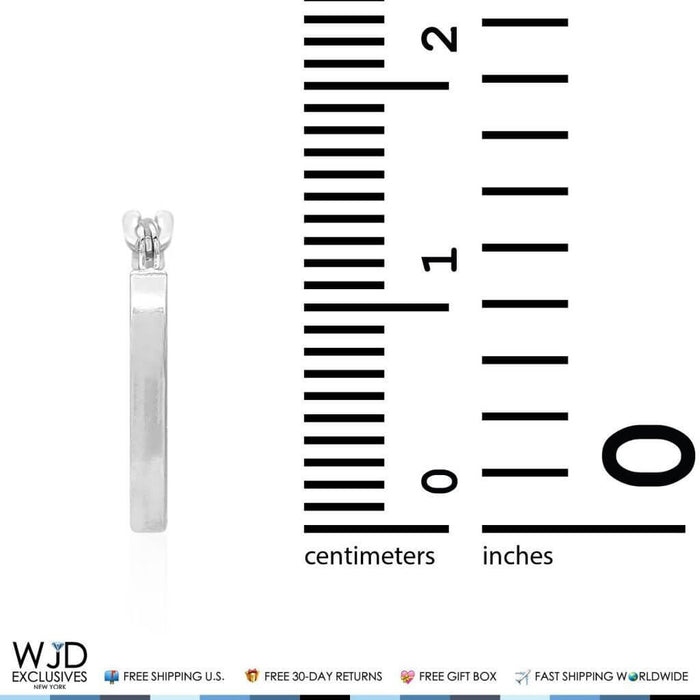 14K White Gold 14mm Diamond-Cut Snap Closure Hoop Earrings