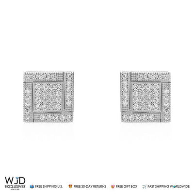 1.5Ct CZ Square Shaped Stud Earrings 8.5mm