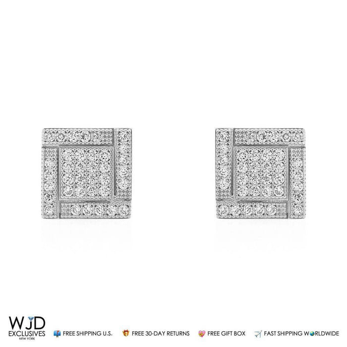 1.5Ct CZ Square Shaped Stud Earrings 8.5mm