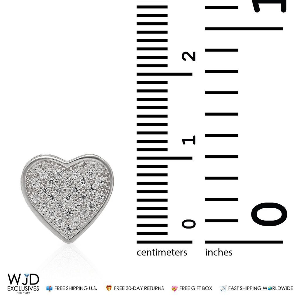 1Ct CZ 14K White Gold Heart Cluster Stud Earrings 10mm