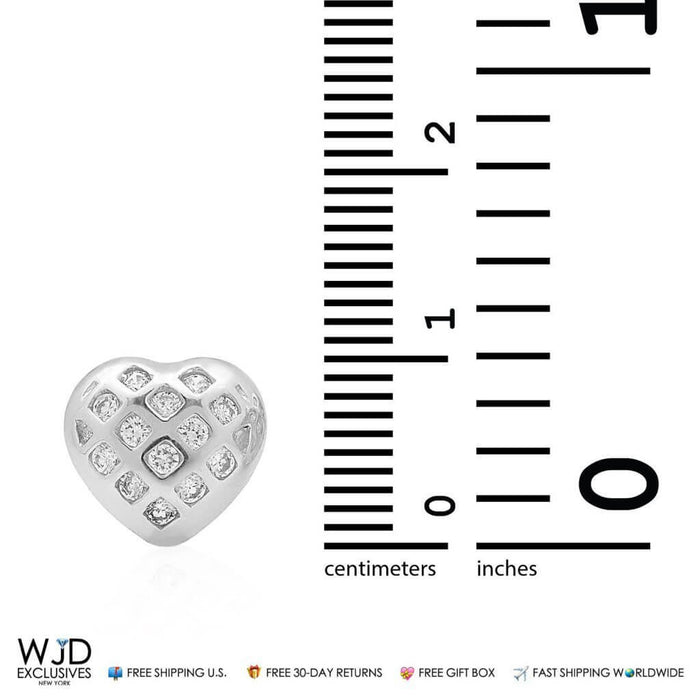 14k Yellow Gold White Gold Pave CZ Heart Stud Push Back Earrings