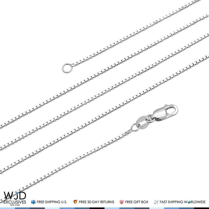14K White Gold 1mm Box Chain (Solid Links) 20"