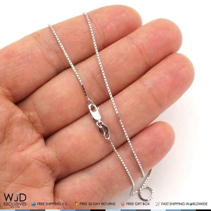 14K White Gold 1mm Box Chain (Solid Links) 20"