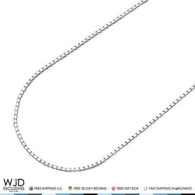 14K White Gold 1mm Box Chain (Solid Links) 20"