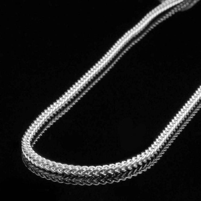 14K White Gold 3mm Franco Chain (Hollow) 18"-26"