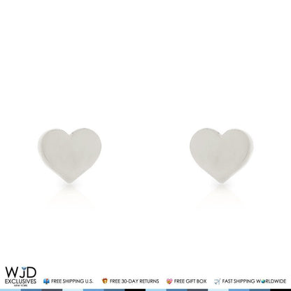 14K Solid White Gold 4mm Small Heart Shape Screw Back Stud Earrings