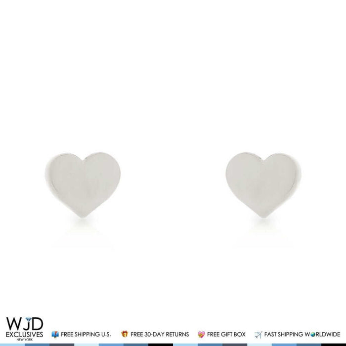 14K White Gold 4mm Small Heart Shape Screw Back Stud Earrings