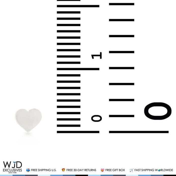 14K White Gold 4mm Small Heart Shape Screw Back Stud Earrings