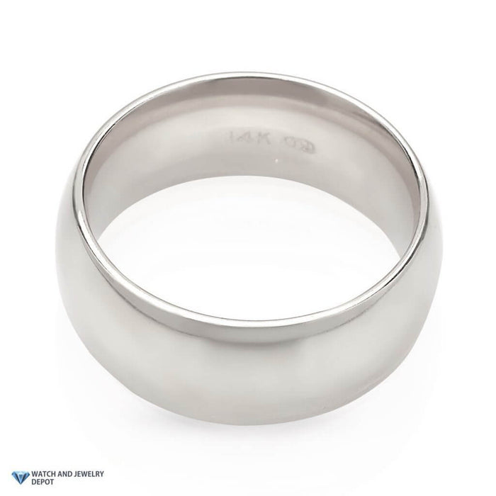 14K Gold White 9mm Classic Wedding Band Ring