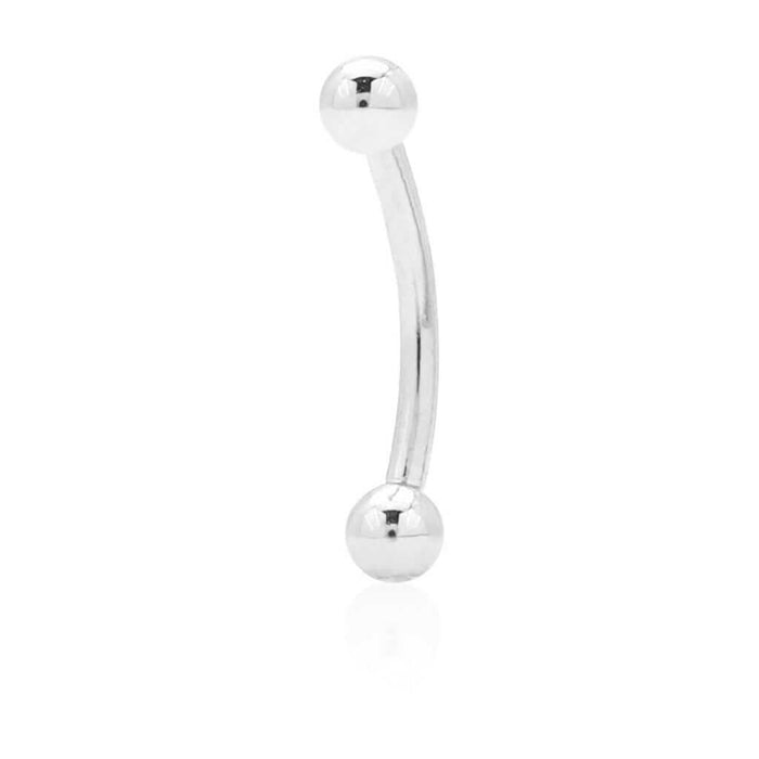 14K White Gold Curved 16G 0.4" Barbell Eyebrow Ring