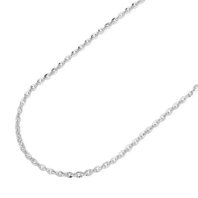 14K White Gold 1.6mm Flat Cable Diamond-Cut Chain (Solid Links) 16"-20"