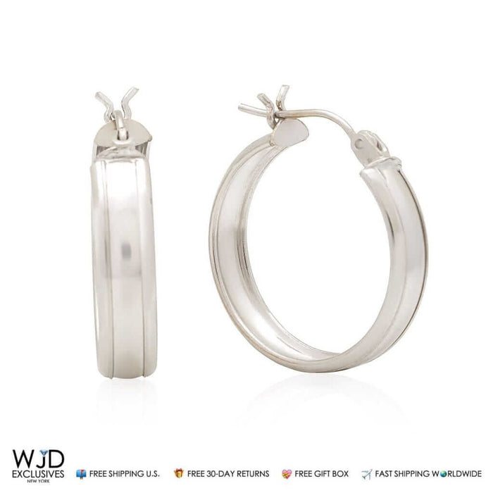 14K White Gold Classic 21mm Hoop Earrings