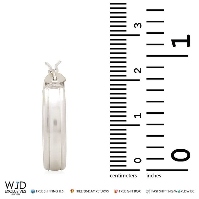 14K White Gold Classic 21mm Hoop Earrings